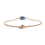 14K Yellow Gold 2ct Royal Blue Lab Sapphire Chain Bracelet with Round Lab Diamond Side-stones 14K Yellow Gold 2ct Royal Blue Lab Sapphire Chain Bracelet with Round Lab Diamond Side-stones