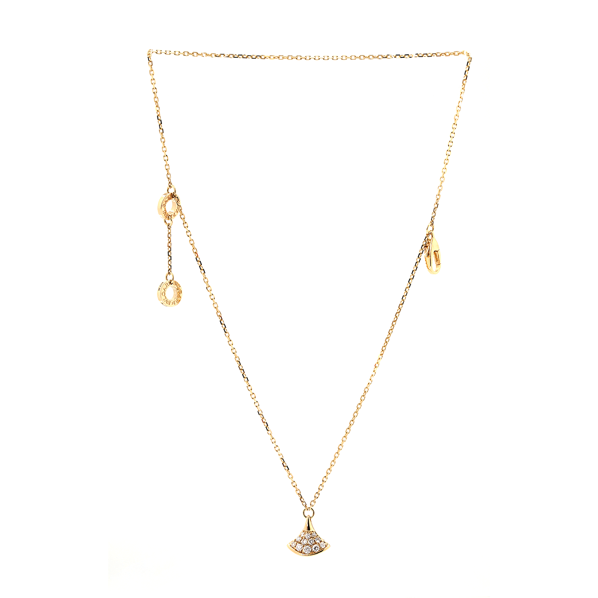 18K Yollow Gold Round Lab Diamond Skirt Pendant Necklace 18K Yollow Gold Round Lab Diamond Skirt Pendant Necklace