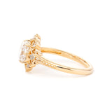 14K Yellow Gold 2.5ct Elongated Cushion Cut Lab Diamond Victoran-Style Ring with Floral Motifs 14K Yellow Gold 2.5ct Elongated Cushion Cut Lab Diamond Victoran-Style Ring with Floral Motifs