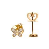 14K Yellow Gold Round Lab Diamond Butterfly Stud Earrings 14K Yellow Gold Round Lab Diamond Butterfly Stud Earrings