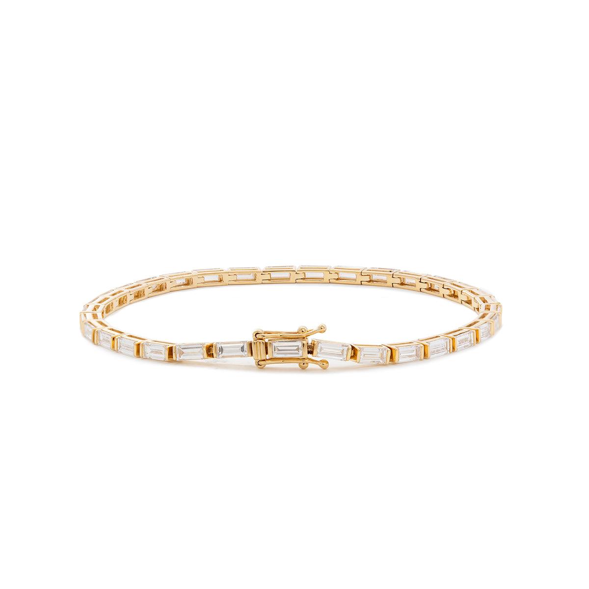 14K Yellow Gold Baguette Cut Diamond Half Bezel Tennis Bracelet 14K Yellow Gold Baguette Cut Diamond Half Bezel Tennis Bracelet