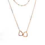 14K Rose Gold Toi et Moi Heart Shape Pendant Necklace with Round Lab Dimaond Pave 14K Rose Gold Toi et Moi Heart Shape Pendant Necklace with Round Lab Dimaond Pave