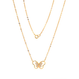 14K Yellow Gold Round Lab Diamond Pave Butterfly Pendant Necklace 14K Yellow Gold Round Lab Diamond Pave Butterfly Pendant Necklace
