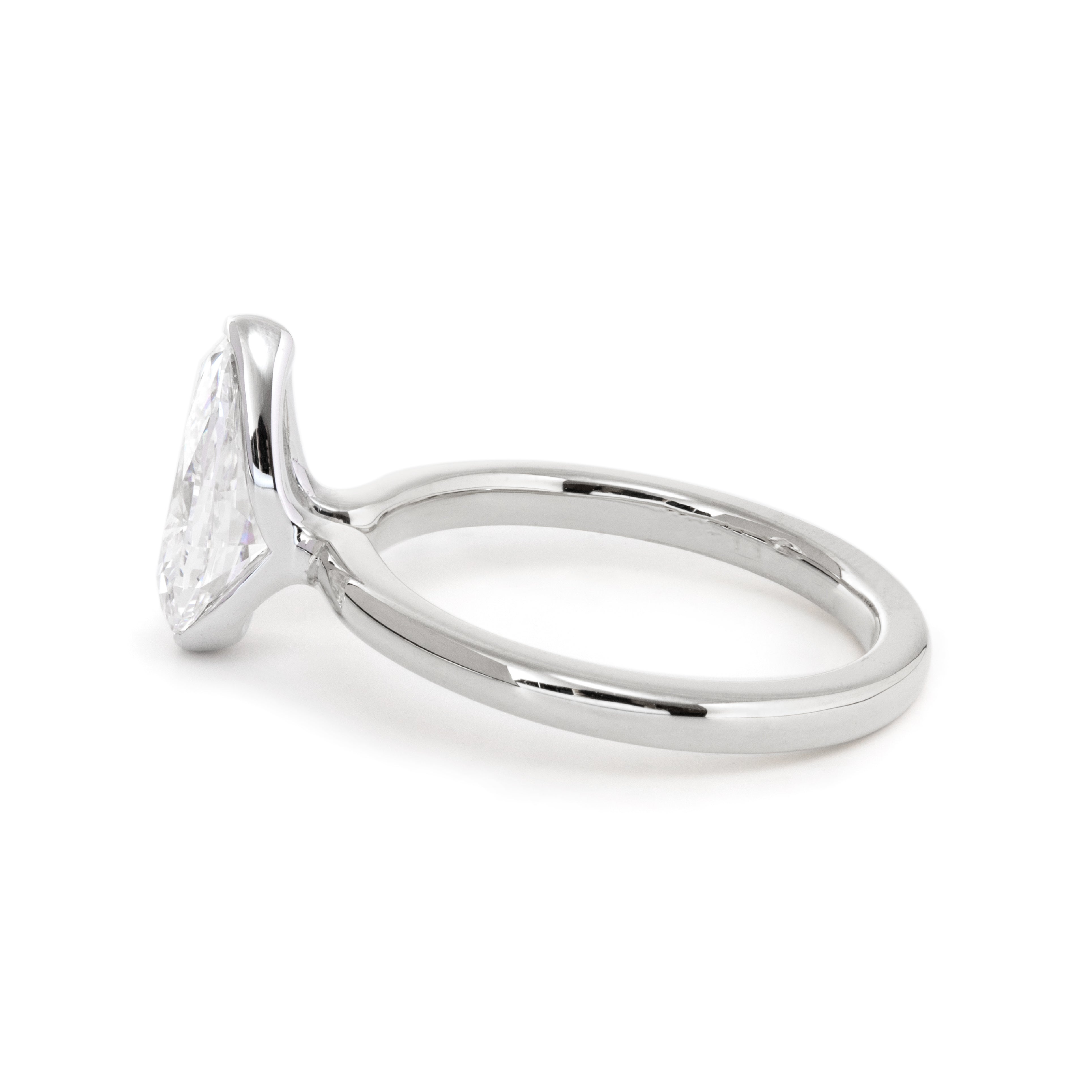 14K Yellow and White Gold 2ct Pear Cut Lab Diamond Half Bezel Solitaire Ring 14K Yellow and White Gold 2ct Pear Cut Lab Diamond Half Bezel Solitaire Ring