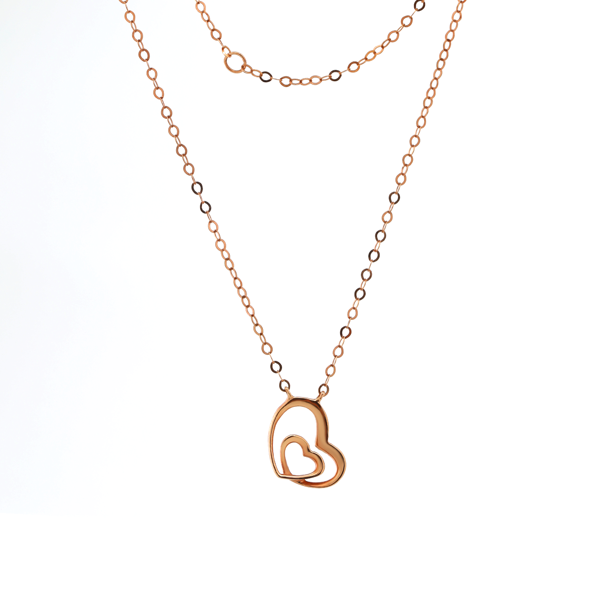 14K Rose Gold Round Lab Dimaond Pave Toi et Moi Heart Shape Pendant Necklace 14K Rose Gold Round Lab Dimaond Pave Toi et Moi Heart Shape Pendant Necklace