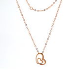 14K Rose Gold Round Lab Dimaond Pave Toi et Moi Heart Shape Pendant Necklace 14K Rose Gold Round Lab Dimaond Pave Toi et Moi Heart Shape Pendant Necklace