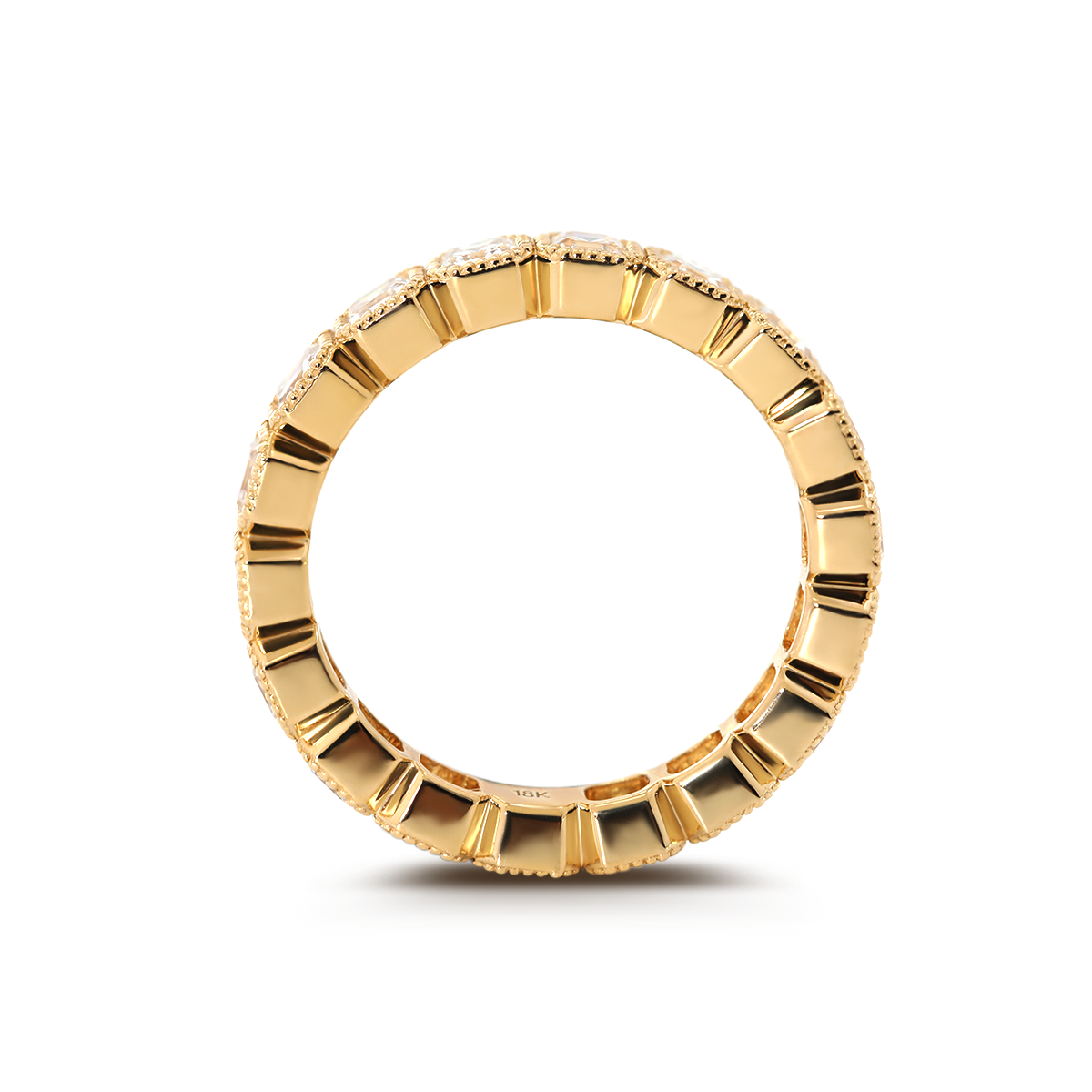18K Yellow Gold Asscher Cut Lab Diamond Millegrain Bezel Eternity Ring 18K Yellow Gold Asscher Cut Lab Diamond Millegrain Bezel Eternity Ring