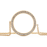 18K Yellow Gold Round Lab Diamond Pave Ring Shape Pendant Chain Bracelet 18K Yellow Gold Round Lab Diamond Pave Ring Shape Pendant Chain Bracelet