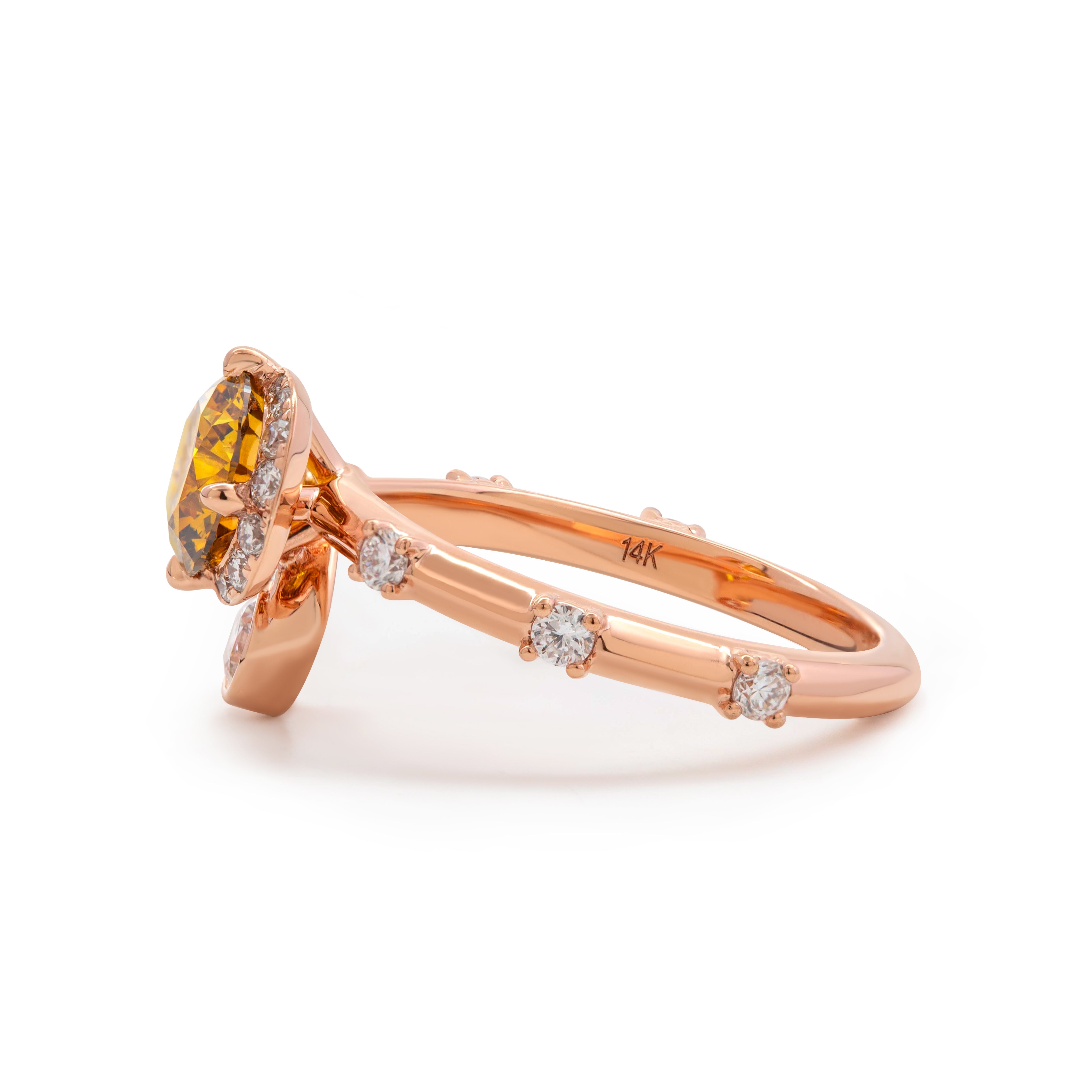 14K Rose Gold 1ct Yellow Round Lab Diamond Celestial-inspired Ring with Sun, New Moon, and Star Design 14K Rose Gold 1ct Yellow Round Lab Diamond Celestial-inspired Ring with Sun, New Moon, and Star Design