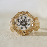 14K Yellow Gold 3ct Old European Cut Lab Diamond Millegrain Bezel Vintage Engraved Ring - Art Deco Style 14K Yellow Gold 3ct Old European Cut Lab Diamond Millegrain Bezel Vintage Engraved Ring - Art Deco Style