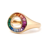 14K Yellow Gold Baguette Cut Rainbow Color Lab Sapphire Channel Setting Sphere Ring 14K Yellow Gold Baguette Cut Rainbow Color Lab Sapphire Channel Setting Sphere Ring