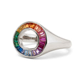 14K Yellow Gold Baguette Cut Rainbow Color Lab Sapphire Channel Setting Sphere Ring 14K Yellow Gold Baguette Cut Rainbow Color Lab Sapphire Channel Setting Sphere Ring