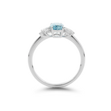 14K White Gold Oval Natural Aquamarine Ring with Moissanite Side Stones 14K White Gold Oval Natural Aquamarine Ring with Moissanite Side Stones