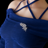 14K White Gold Pear and Maequise Lab Sapphire and Round Lab Diamond Floral Brooch 14K White Gold Pear and Maequise Lab Sapphire and Round Lab Diamond Floral Brooch