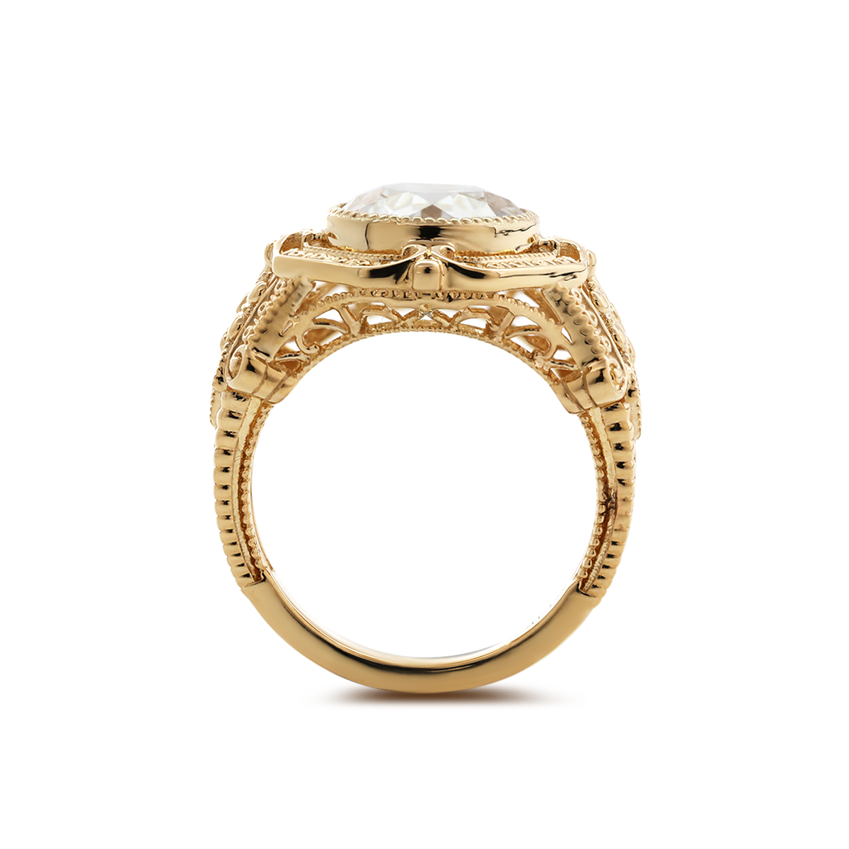 14K Yellow Gold 3ct Old European Cut Lab Diamond Millegrain Bezel Vintage Engraved Ring - Art Deco Style 14K Yellow Gold 3ct Old European Cut Lab Diamond Millegrain Bezel Vintage Engraved Ring - Art Deco Style