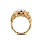 14K Yellow Gold 3ct Old European Cut Lab Diamond Millegrain Bezel Vintage Engraved Ring - Art Deco Style 14K Yellow Gold 3ct Old European Cut Lab Diamond Millegrain Bezel Vintage Engraved Ring - Art Deco Style