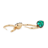 14K Yellow Gold Heart Cut Colombian Lab Emerald Bezel Setting Hoop Earrings with Black Rhodium Plated 14K Yellow Gold Heart Cut Colombian Lab Emerald Bezel Setting Hoop Earrings with Black Rhodium Plated
