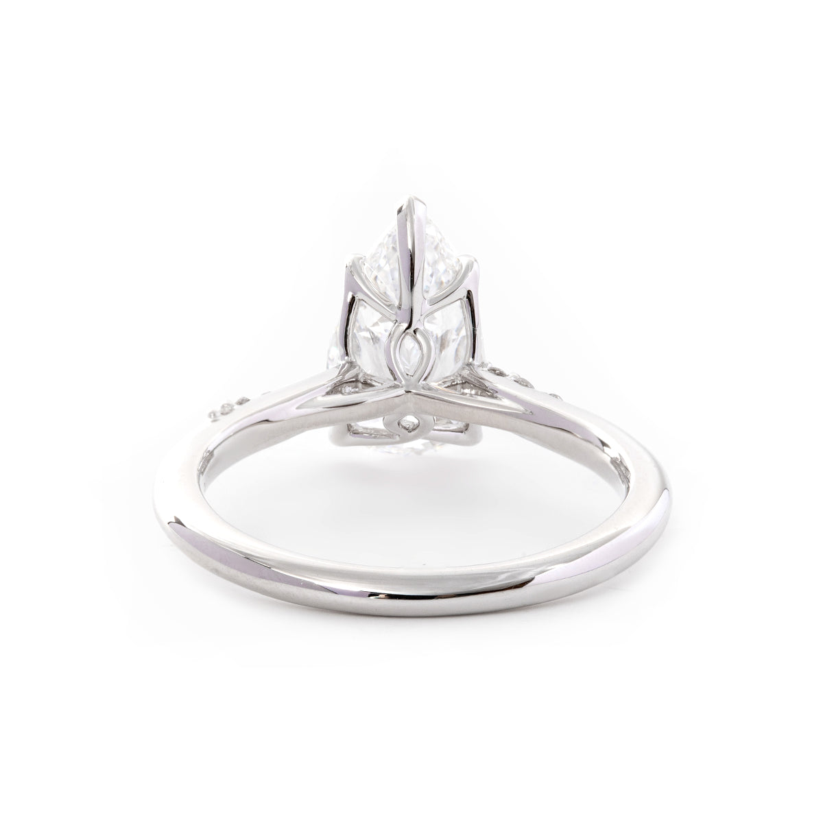 14K White Gold 2ct Pear Cut Lab Diamond Ring with Twist Pave Band and Floral Basket Head Design 14K White Gold 2ct Pear Cut Lab Diamond Ring with Twist Pave Band and Floral Basket Head Design