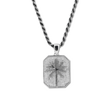 14K White Gold Palm Pendant Necklace with Round Lab Diamond Pave 14K White Gold Palm Pendant Necklace with Round Lab Diamond Pave