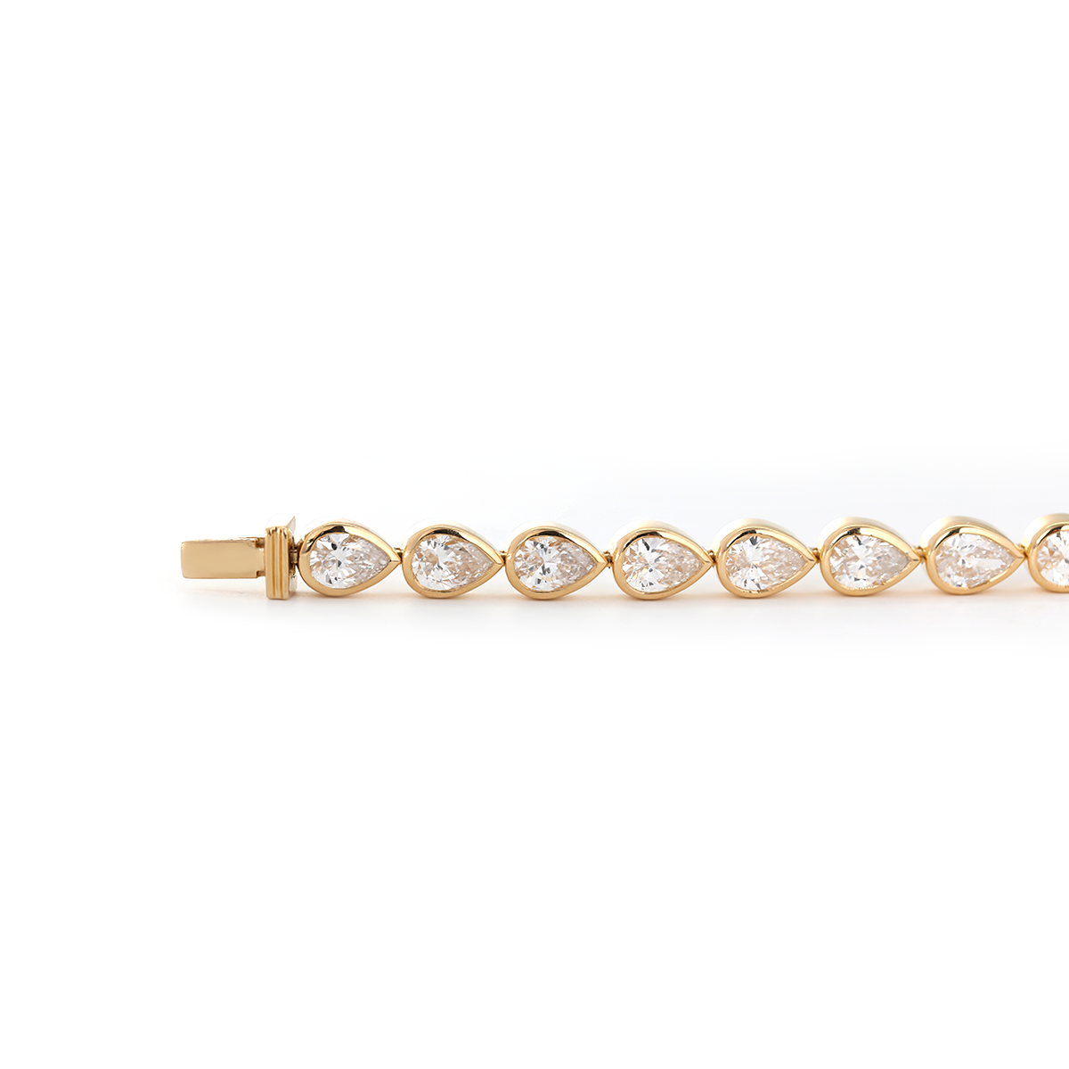 18K Yellow Gold Pear Shape Lab Diamond Bezel Tennis Bracelet 18K Yellow Gold Pear Shape Lab Diamond Bezel Tennis Bracelet