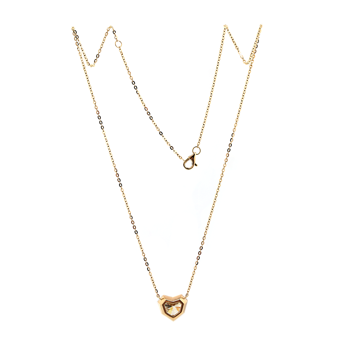 14K Yellow Gold Necklace with 2.5ct Heart Shaped Lab Diamond Pendant in Bezel Setting and Round Cross Chain 14K Yellow Gold Necklace with 2.5ct Heart Shaped Lab Diamond Pendant in Bezel Setting and Round Cross Chain