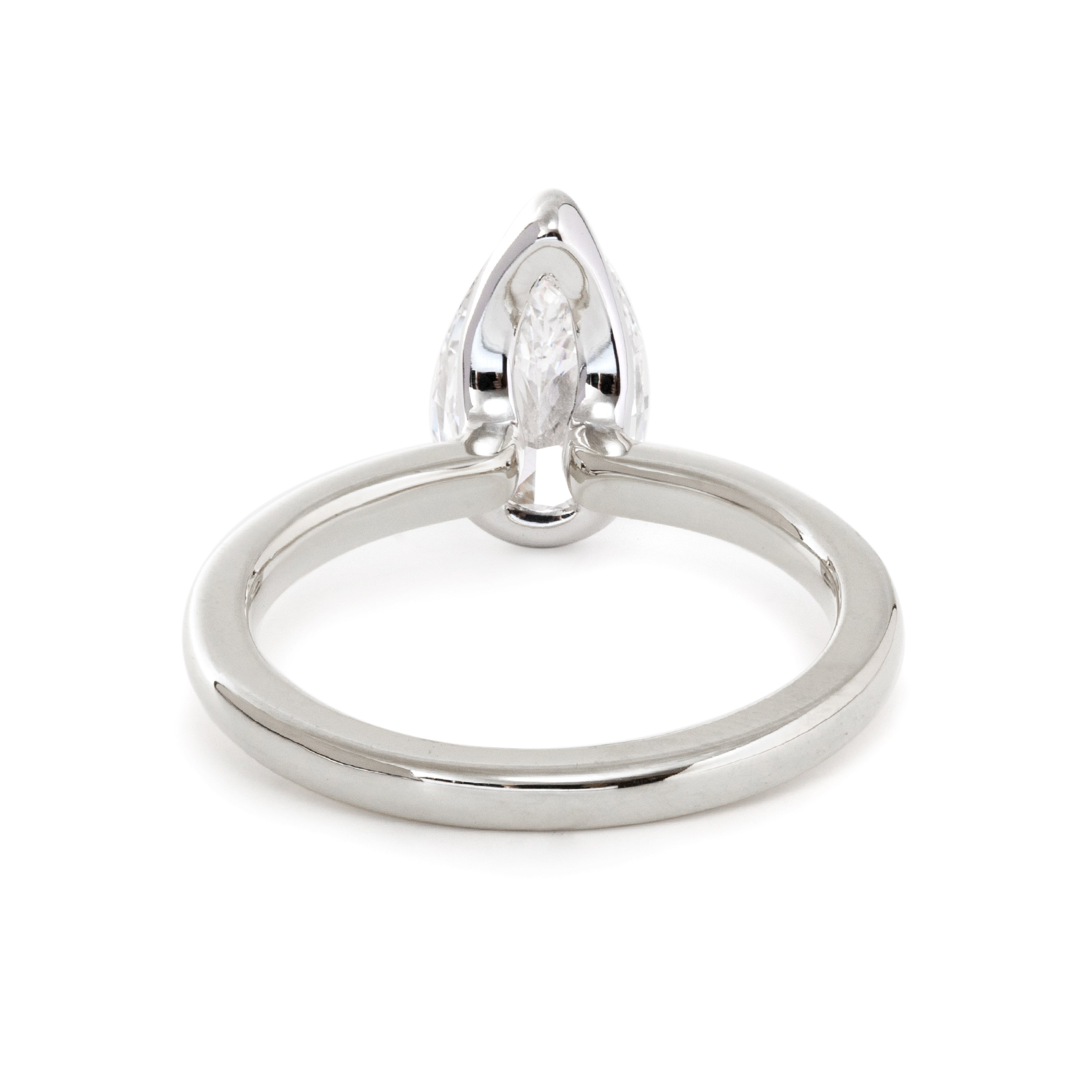 14K Yellow and White Gold 2ct Pear Cut Lab Diamond Half Bezel Solitaire Ring 14K Yellow and White Gold 2ct Pear Cut Lab Diamond Half Bezel Solitaire Ring
