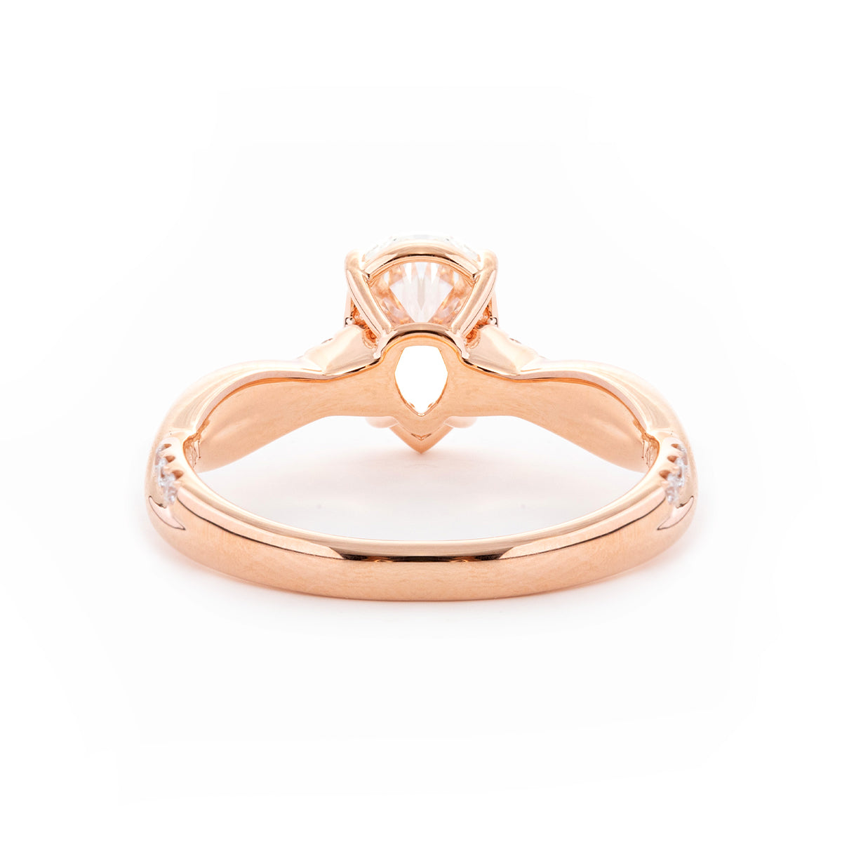 14K Rose Gold 1.5ct Pear Cut Lab Diamond Twist Pave Ring 14K Rose Gold 1.5ct Pear Cut Lab Diamond Twist Pave Ring