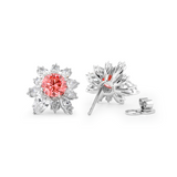 Platinum 2 ct tw Pink Round Cut Lab Dimaond Floral Nature-Inspired Stud Earrings Platinum 2 ct tw Pink Round Cut Lab Dimaond Floral Nature-Inspired Stud Earrings