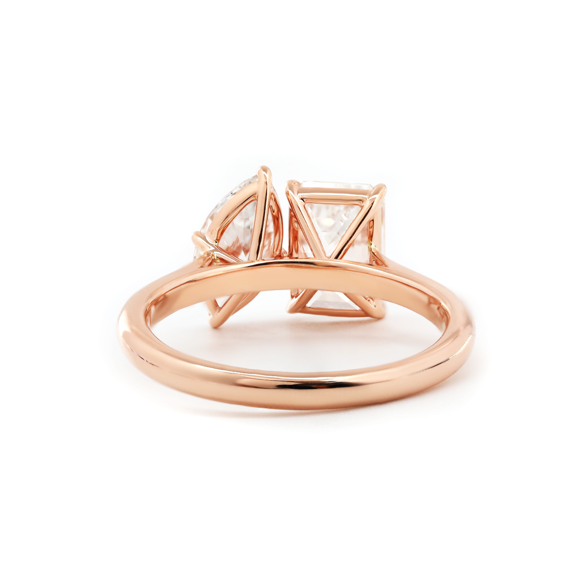 14K Rose Gold Marquise Cut and Emerald Cut Lab Diamond Toi et Moi Ring 14K Rose Gold Marquise Cut and Emerald Cut Lab Diamond Toi et Moi Ring