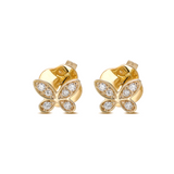 14K Yellow Gold Round Lab Diamond Butterfly Stud Earrings 14K Yellow Gold Round Lab Diamond Butterfly Stud Earrings
