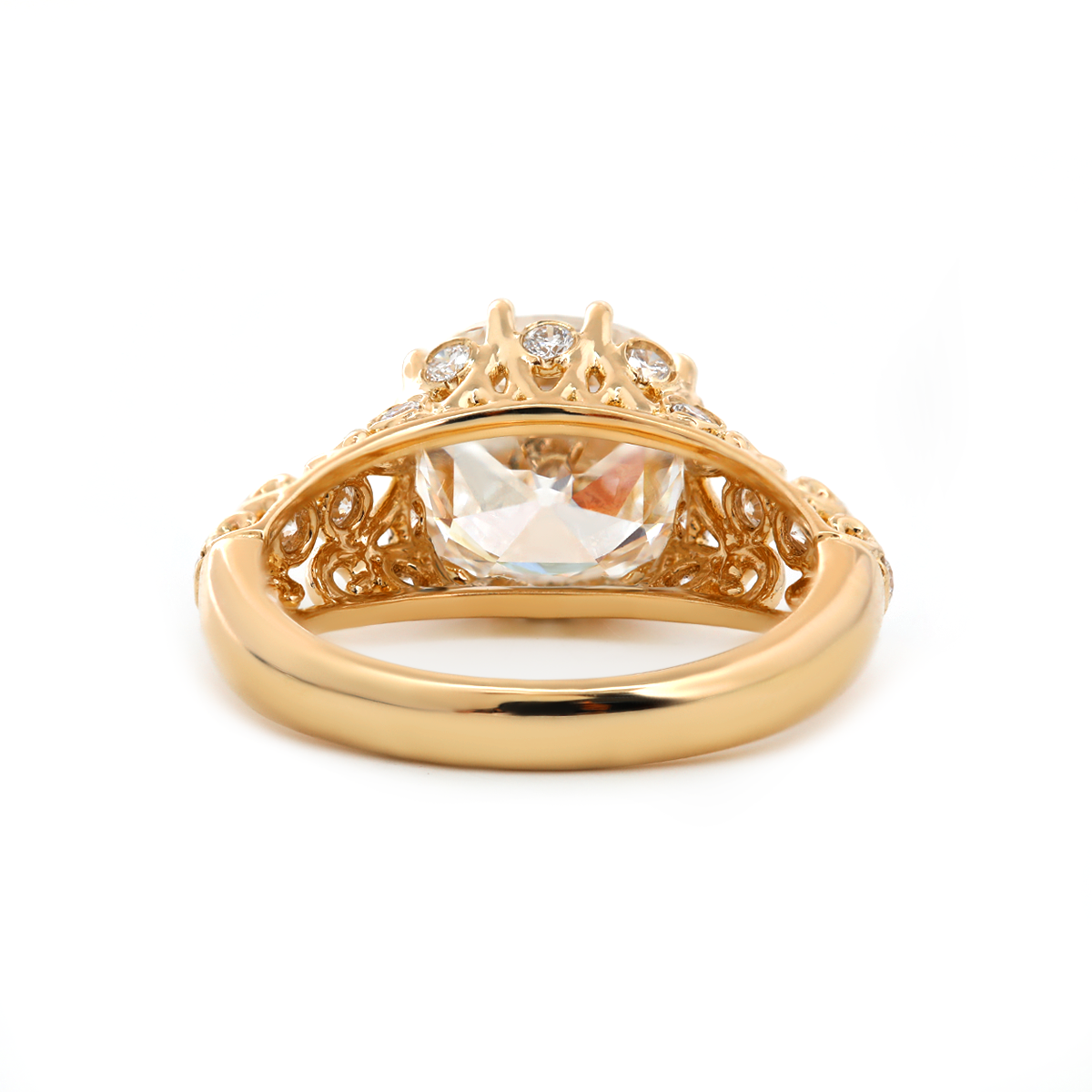 14K Yellow Gold 3.5ct Elongated Lab Diamond Antique-inspired Ring 14K Yellow Gold 3.5ct Elongated Lab Diamond Antique-inspired Ring