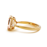 18K Yellow Gold 3.5ct Emerald Cut Brown Lab Diamond Foral Side-stone Ring with Tapered Band 18K Yellow Gold 3.5ct Emerald Cut Brown Lab Diamond Foral Side-stone Ring with Tapered Band