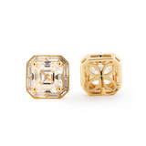 14K Yellow Gold 5 ct tw Asshcer Cut Lab Diamond Halo Stud Earrings 14K Yellow Gold 5 ct tw Asshcer Cut Lab Diamond Halo Stud Earrings