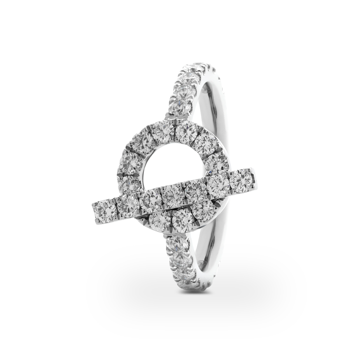 Platinum Round Lab Diamond Buckle-Inspired Ring Platinum Round Lab Diamond Buckle-Inspired Ring