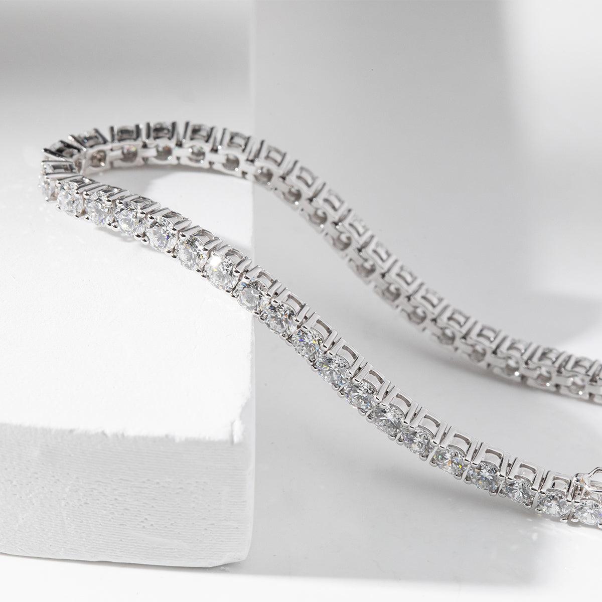 14K White Gold Round Cut Lab Diamond 4 Prong Basket Tennis Bracelet 14K White Gold Round Cut Lab Diamond 4 Prong Basket Tennis Bracelet