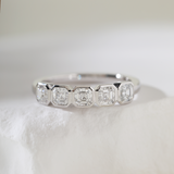 14K White Gold Asscher Cut Lab Diamond 5 Stone Bezel Half Eternity Ring 14K White Gold Asscher Cut Lab Diamond 5 Stone Bezel Half Eternity Ring