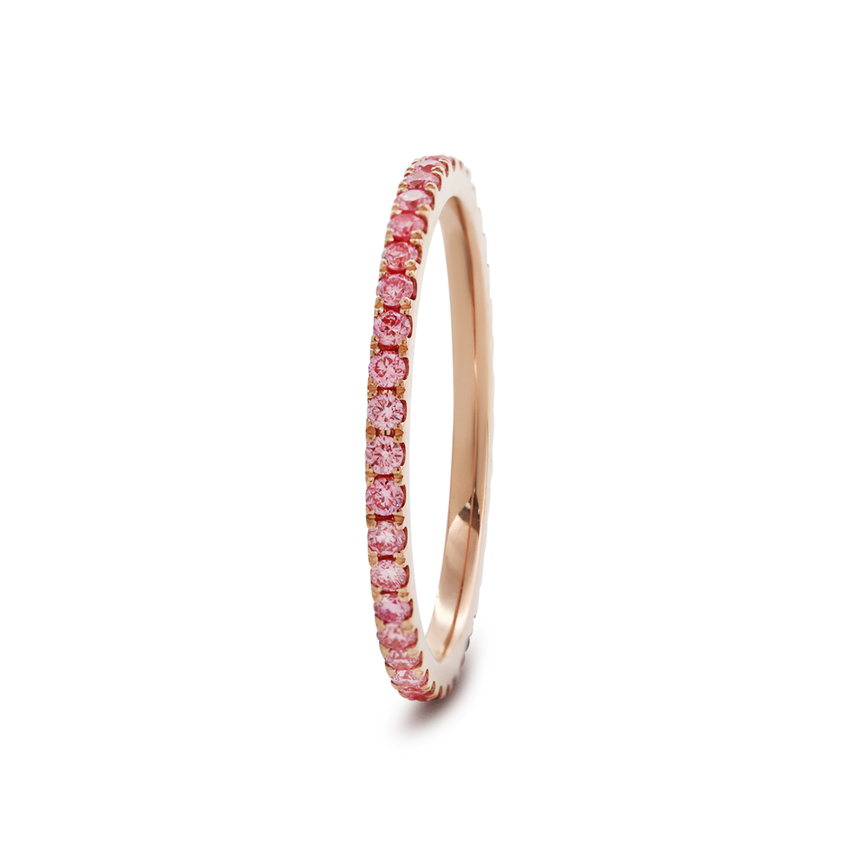 14K Rose Gold Fancy Pink Round Lab Diamond Eternity Ring 14K Rose Gold Fancy Pink Round Lab Diamond Eternity Ring