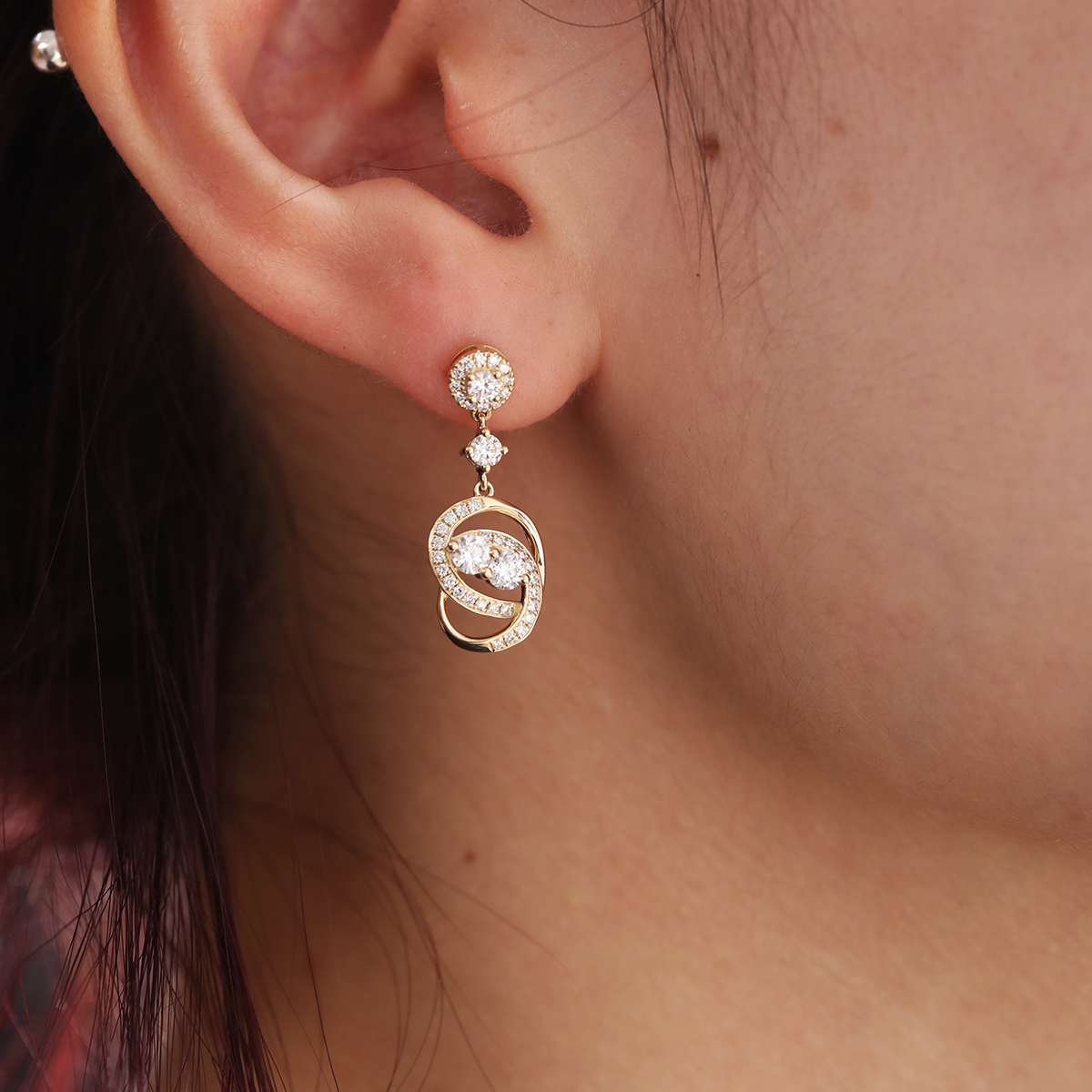 14K Yellow Gold Round Lab Diamond Celestial Ring-Inspired Stud Earrings 14K Yellow Gold Round Lab Diamond Celestial Ring-Inspired Stud Earrings