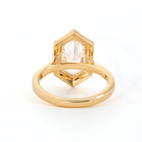 14K Yellow Gold 2.5ct Duchess Cut Elongated Hexagonal Lab Diamond Ring with Baguette Cut and Round Diamond Halo 14K Yellow Gold 2.5ct Duchess Cut Elongated Hexagonal Lab Diamond Ring with Baguette Cut and Round Diamond Halo