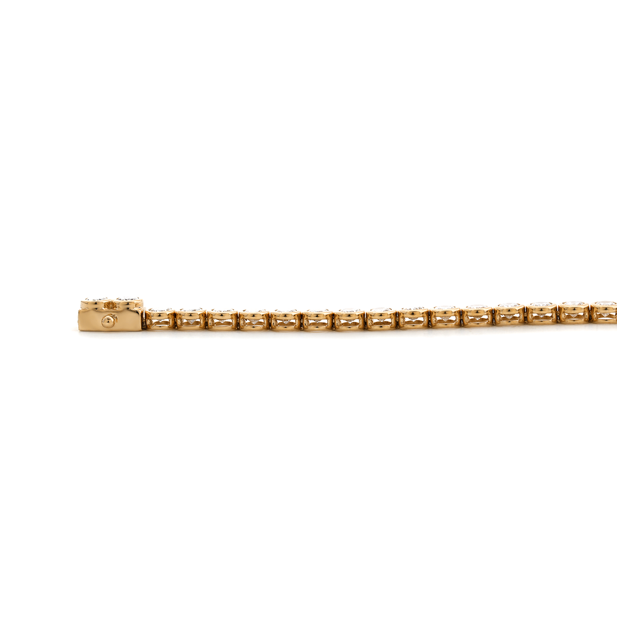 18K Yellow Gold Oval Cut Lab Diamond Bezel Tennis Bracelet 18K Yellow Gold Oval Cut Lab Diamond Bezel Tennis Bracelet
