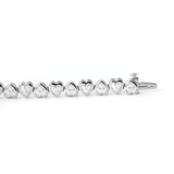 18K White Gold Heart Shape Lab Diamond Bezel Tennis Bracelet 18K White Gold Heart Shape Lab Diamond Bezel Tennis Bracelet
