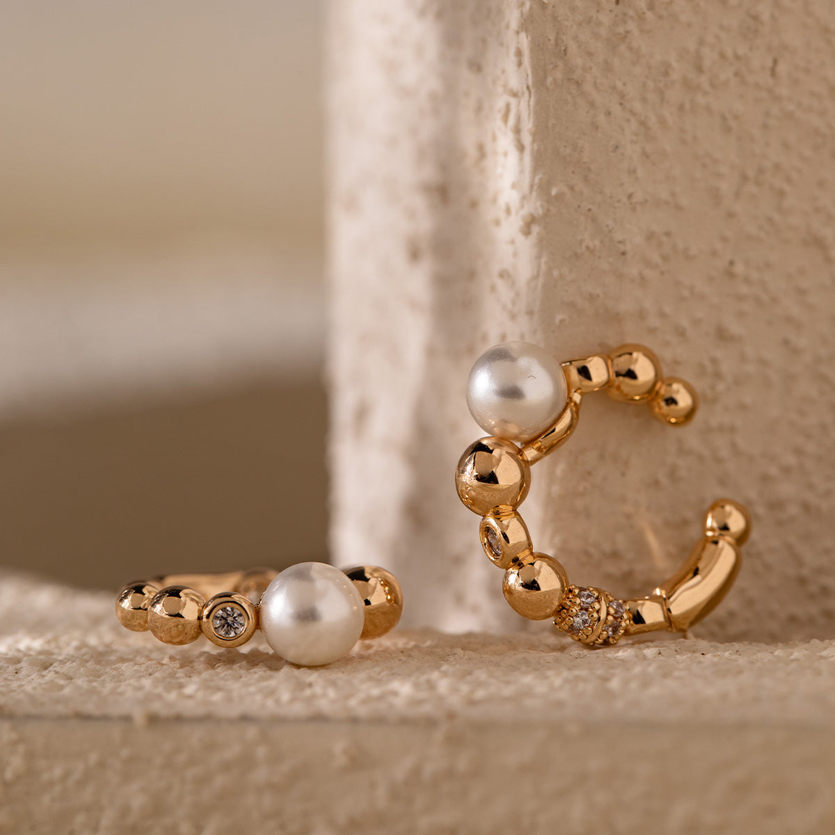 14K Yellow Gold 5mm Fresh-water Pearl Boho-Style Open Ear Cuff 14K Yellow Gold 5mm Fresh-water Pearl Boho-Style Open Ear Cuff