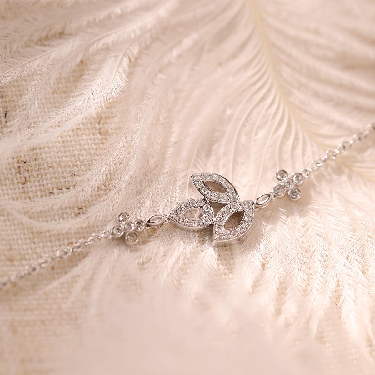 14K White Gold Round Lab Diamond Cluster Chain Bracelet 14K White Gold Round Lab Diamond Cluster Chain Bracelet