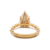 14K Yellow Gold 3ct Pear Cut Lab Diamond 5 Claw Prongs Floral Basket Engagement Ring with Marquise Cut and Round Cut Diamond Side-stones 14K Yellow Gold 3ct Pear Cut Lab Diamond 5 Claw Prongs Floral Basket Engagement Ring with Marquise Cut and Round Cut Diamond Side-stones