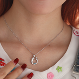14K White Gold Mother and Child Pendant Necklace with Blue Round Lab Diamond 14K White Gold Mother and Child Pendant Necklace with Blue Round Lab Diamond