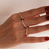 18K Yellow Gold Triple Link Stacking Ring with Round Lab Diamond Pave 18K Yellow Gold Triple Link Stacking Ring with Round Lab Diamond Pave