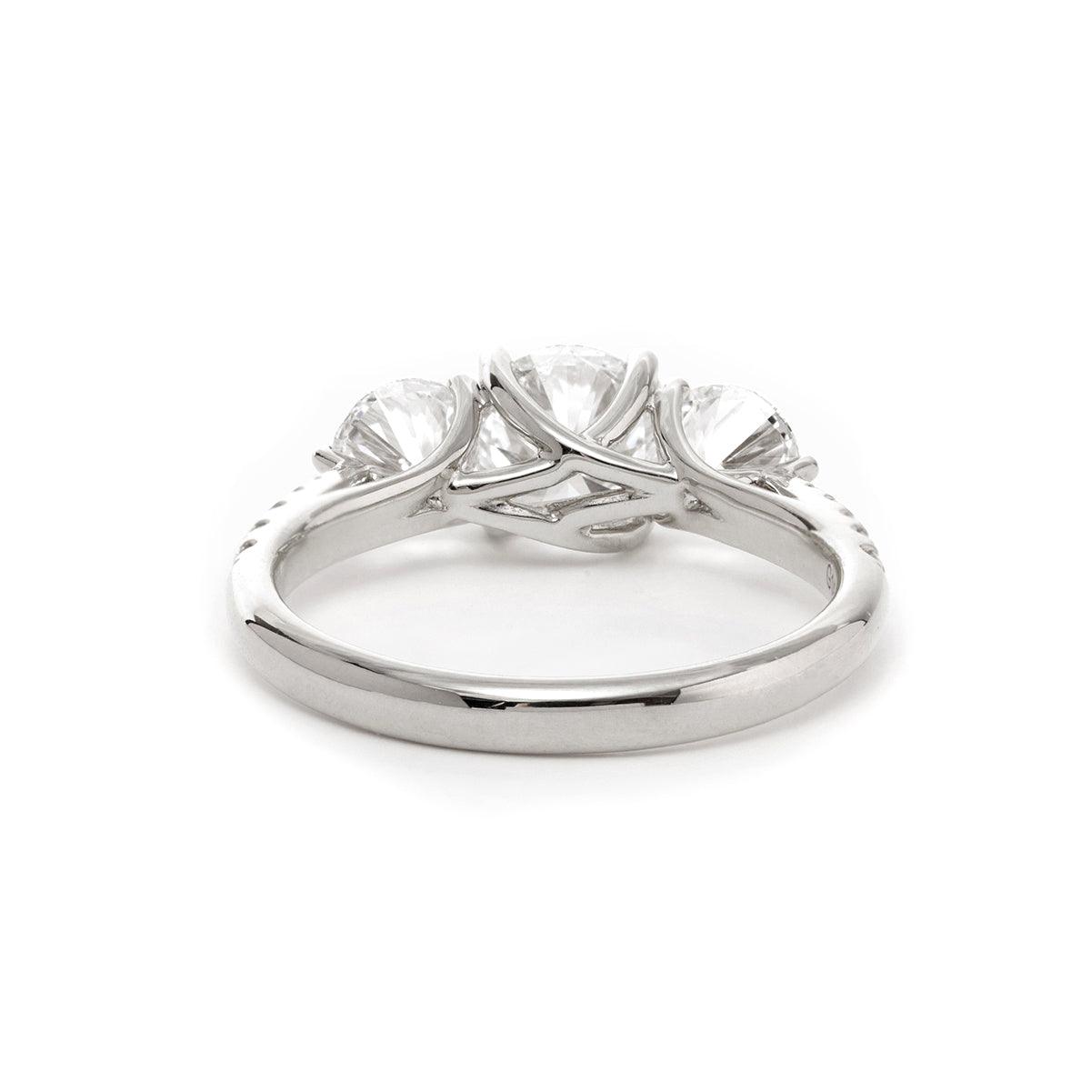 14K Yellow Gold Old European Cut Lab Diamond Pave Three Stone 18K White Gold 14K Yellow Gold Old European Cut Lab Diamond Pave Three Stone 18K White Gold