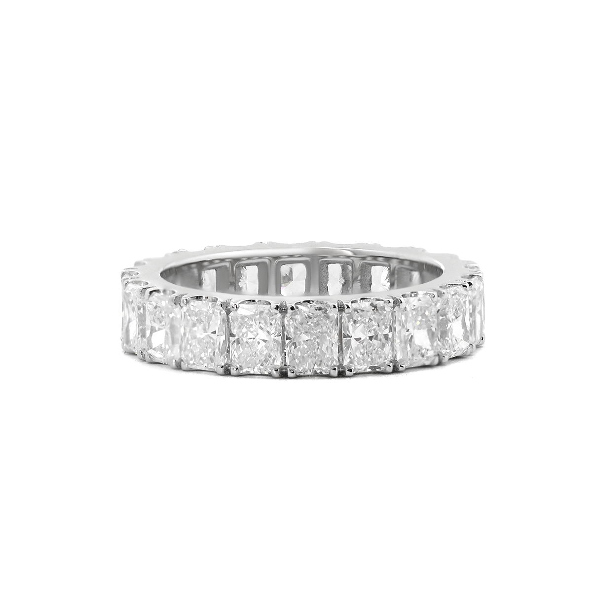 14K White Gold 4*3MM Radiant Cut Lab Diamond U Shaped Pave Eternity Band 14K White Gold 4*3MM Radiant Cut Lab Diamond U Shaped Pave Eternity Band