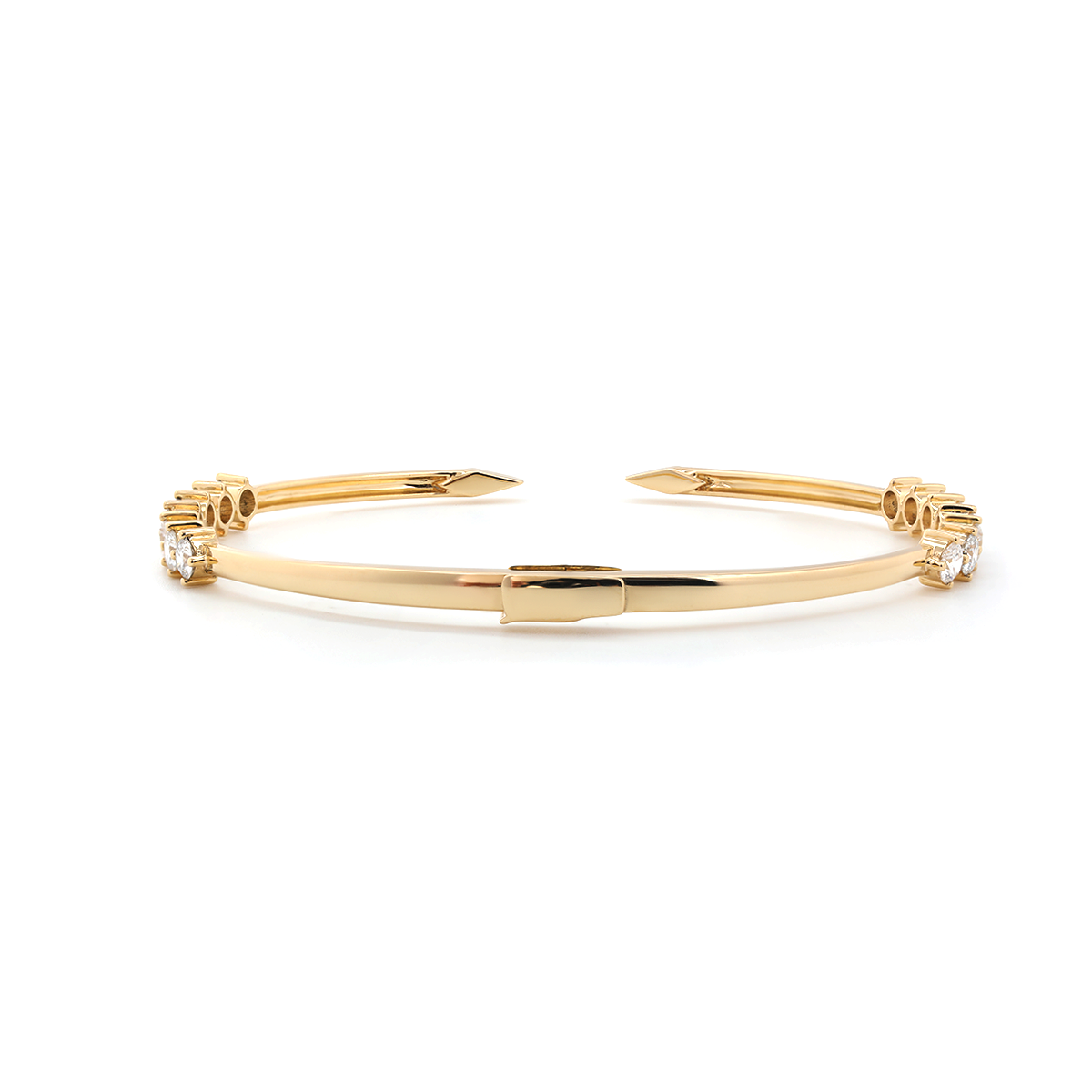 18K Yellow Gold Round Cut Lab Diamond Open Bangle Bracelet 18K Yellow Gold Round Cut Lab Diamond Open Bangle Bracelet