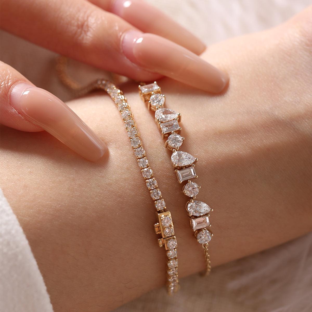 14K Yellow Gold 3 Shapes Lab Diamond Bracelet | FIORESE JEWELRY 14K Yellow Gold 3 Shapes Lab Diamond Bracelet | FIORESE JEWELRY